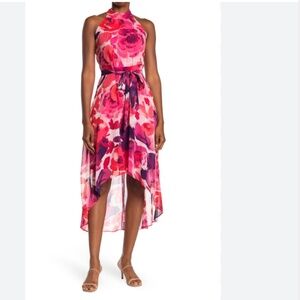 NEW Floral Sleeveless High/Low Hem Midi Dress  sz 16